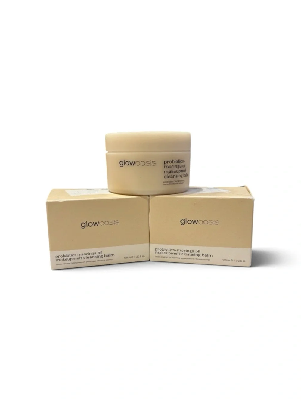 Two GlowOasis Probiotics + Moringa Oil Makeup-Removal Cleansing Balm NIP